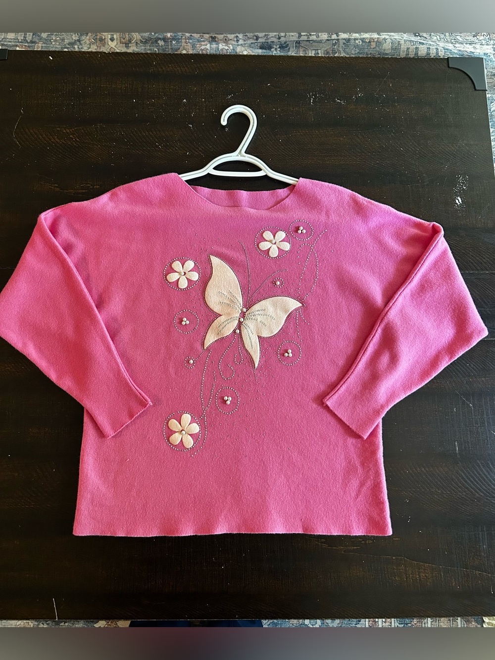 Butterfly Appliqué Long-Sleeve Top
